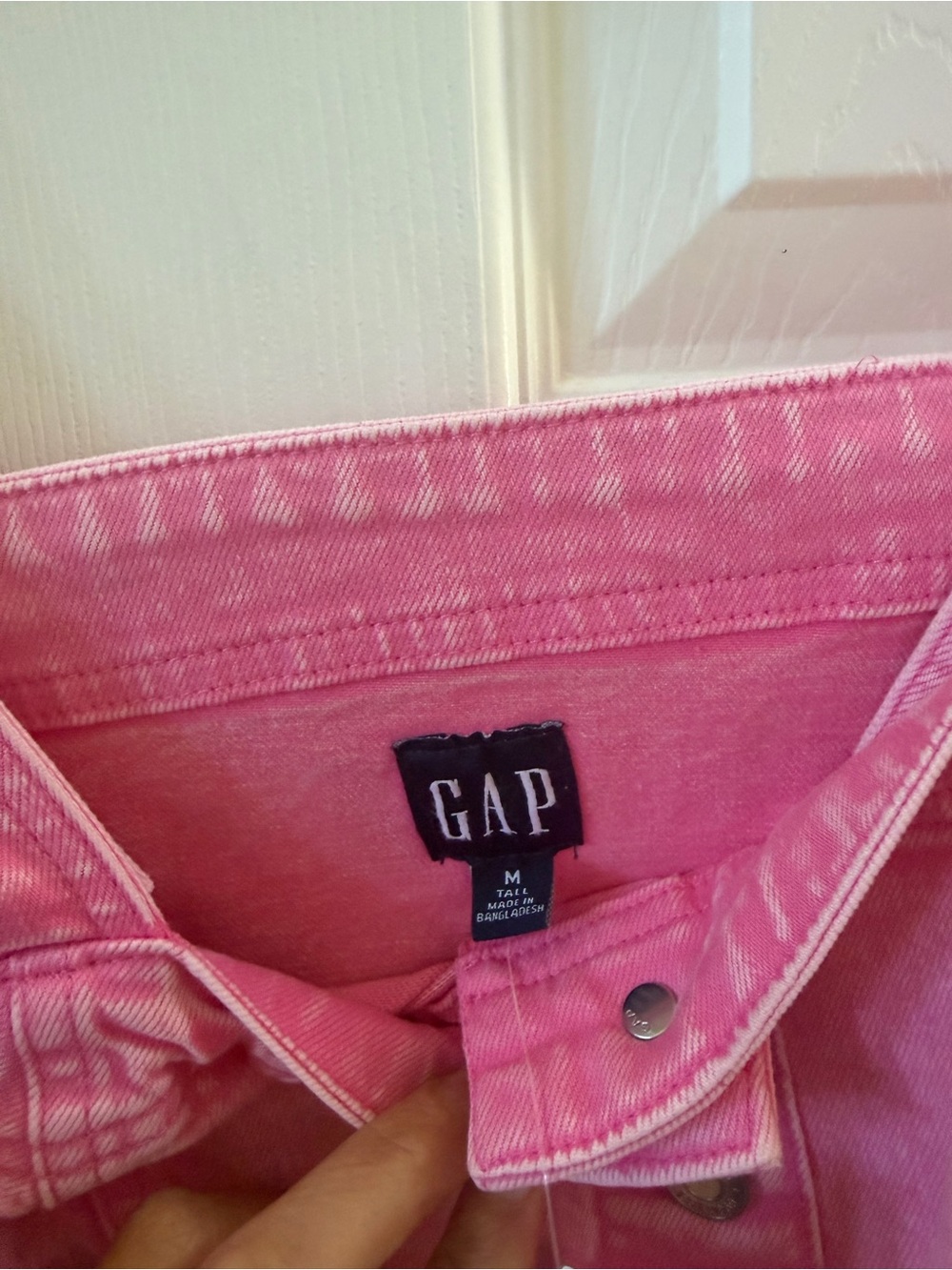 GAP Pink Denim Button-Front Mini Dress - Picture 3 of 7